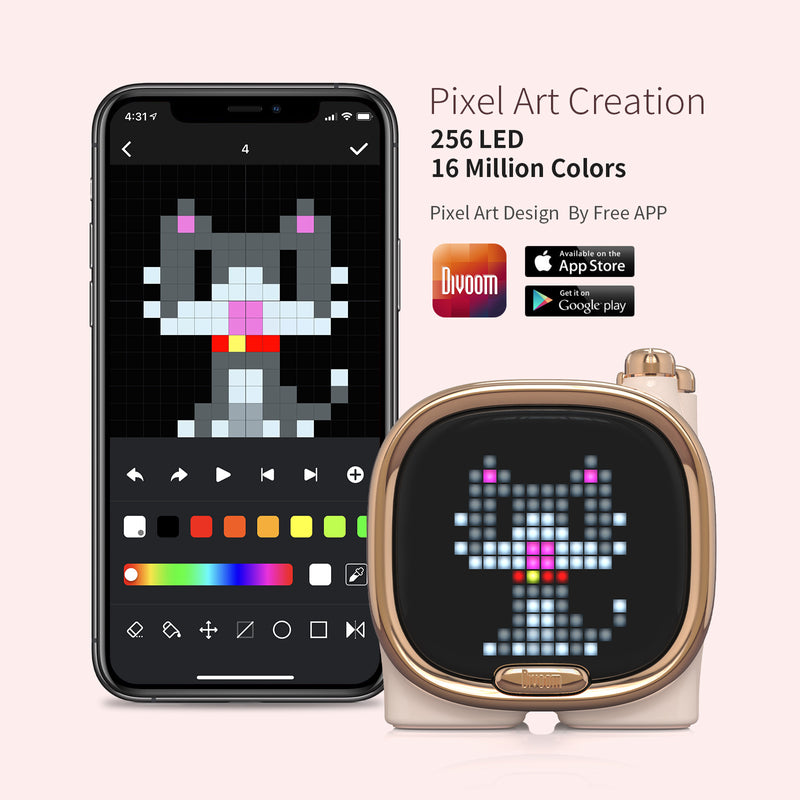 Divoom Zooe Pixel Art Bluetooth Speaker Portable Mini Music Cute Wireless Desk Setup Christmas Gift for Children