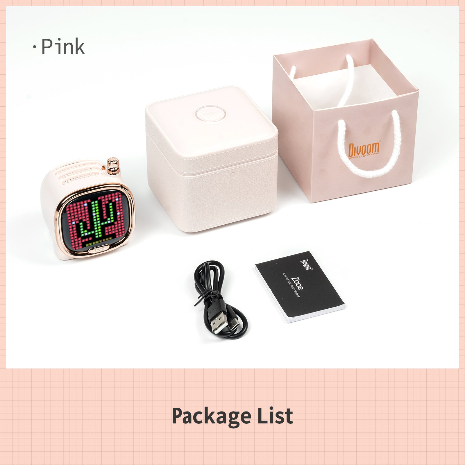 Divoom Zooe Pixel Art Bluetooth Speaker Portable Mini Music Cute Wireless Desk Setup Christmas Gift for Children